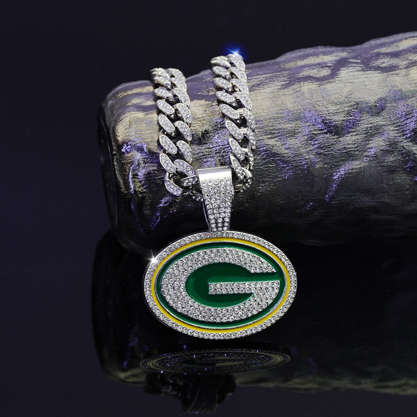 Wholesale drip oil team necklace hip hop full diamond Cuban chain